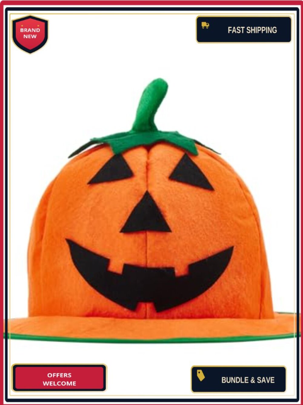 Adults Halloween Pumpkin Hat Jack O Lantern Funny Costume Cap One Size